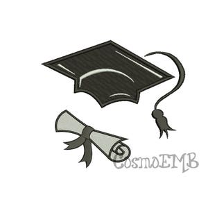 8 Size Graduation Hat& Graduation Certificate Silhouette Embroidery design Machine Embroidery - Digital INSTANT DOWNLOAD