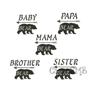 7 Size Family bear  Silhouette Embroidery design Machine Embroidery - Digital INSTANT DOWNLOAD