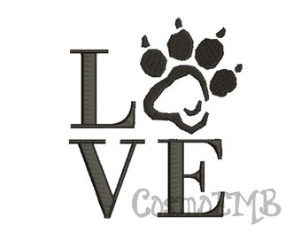 7 Size Paw Love Embroidery design Machine Embroidery - Digital INSTANT DOWNLOAD