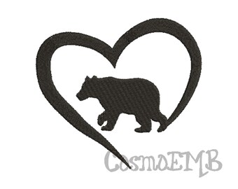 6 Size Bear Heart  Embroidery design Machine Embroidery - Digital INSTANT DOWNLOAD