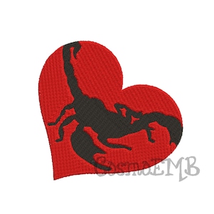 8 Size Scorpion Heart  Embroidery design Machine Embroidery File - Digital INSTANT DOWNLOAD