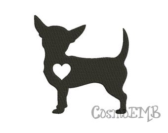 8 Size Chihuahua Silhouette Embroidery  design Machine Embroidery - Digital INSTANT DOWNLOAD