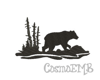 7 Size Bear Forest silhouette Embroidery design Machine Embroidery - Digital INSTANT DOWNLOAD