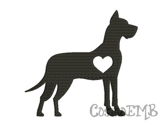 8 Size Great Dane with erect ears Silhouette Embroidery  design Machine Embroidery - Digital INSTANT DOWNLOAD