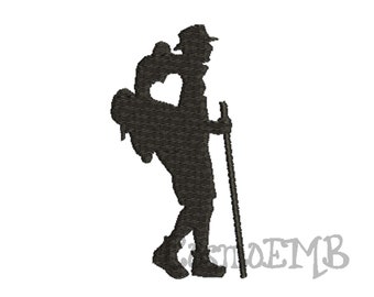 8 Size Outdoor Hiking with heart Silhouette Embroidery design Machine Embroidery - Digital INSTANT DOWNLOAD
