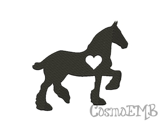 7 Size Draft horse Silhouette Embroidery design Machine Embroidery - Digital INSTANT DOWNLOAD