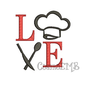 8 Size Chef Hat Love Embroidery design Machine Embroidery - Digital INSTANT DOWNLOAD