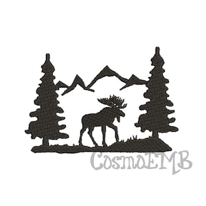 7 Size Moose  forest Embroidery design Machine Embroidery - Digital INSTANT DOWNLOAD