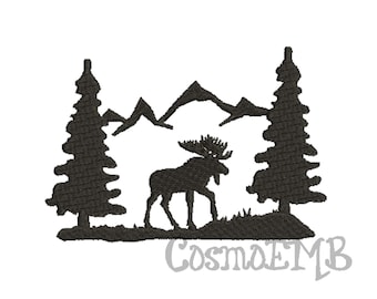 7 Size Moose  forest Embroidery design Machine Embroidery - Digital INSTANT DOWNLOAD