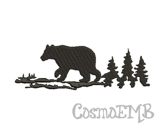 7 Size Bear Forest silhouette Embroidery design Machine Embroidery - Digital INSTANT DOWNLOAD