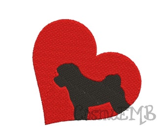6 Size Bichon Frise Heart silhouette Embroidery  design Machine Embroidery - Digital INSTANT DOWNLOAD