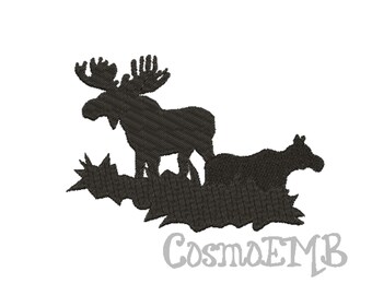 7 Size Moose  forest Embroidery design Machine Embroidery File - Digital INSTANT DOWNLOAD