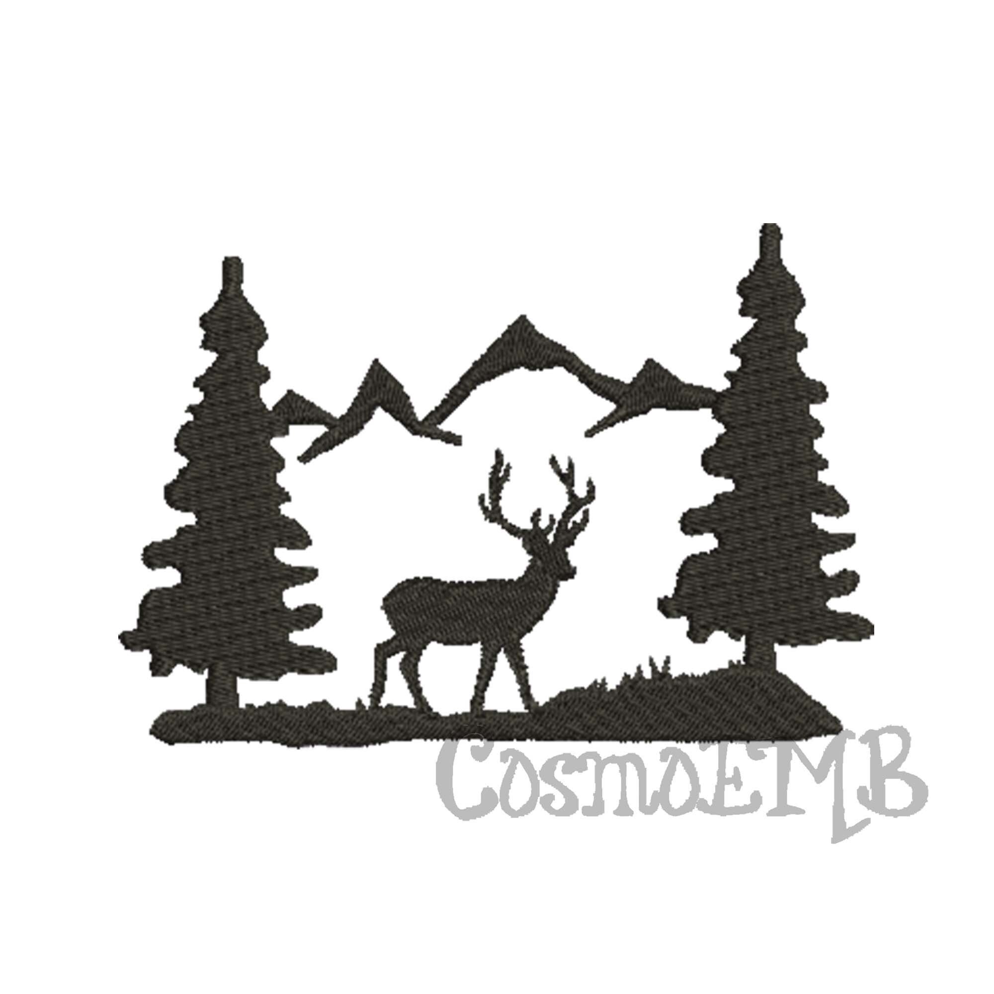 7 Size Deer Silhouette Embroidery Design Machine Embroidery Etsy