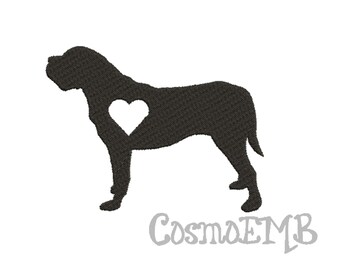 7 Size English mastiff  Silhouette Embroidery  design Machine Embroidery - Digital INSTANT DOWNLOAD