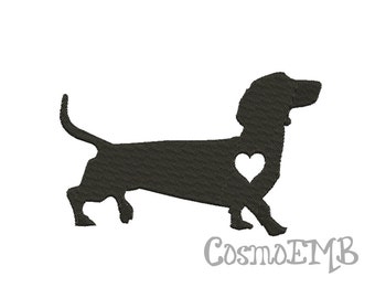 5 Size Dachshund Silhouette Embroidery  design Machine Embroidery - Digital INSTANT DOWNLOAD
