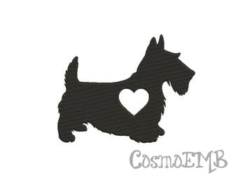 8 Size Scottish terrier Silhouette Embroidery design Machine Embroidery - Digital INSTANT DOWNLOAD