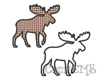 6 Size Moose Applique Embroidery  Applique design Machine Embroidery - Digital INSTANT DOWNLOAD