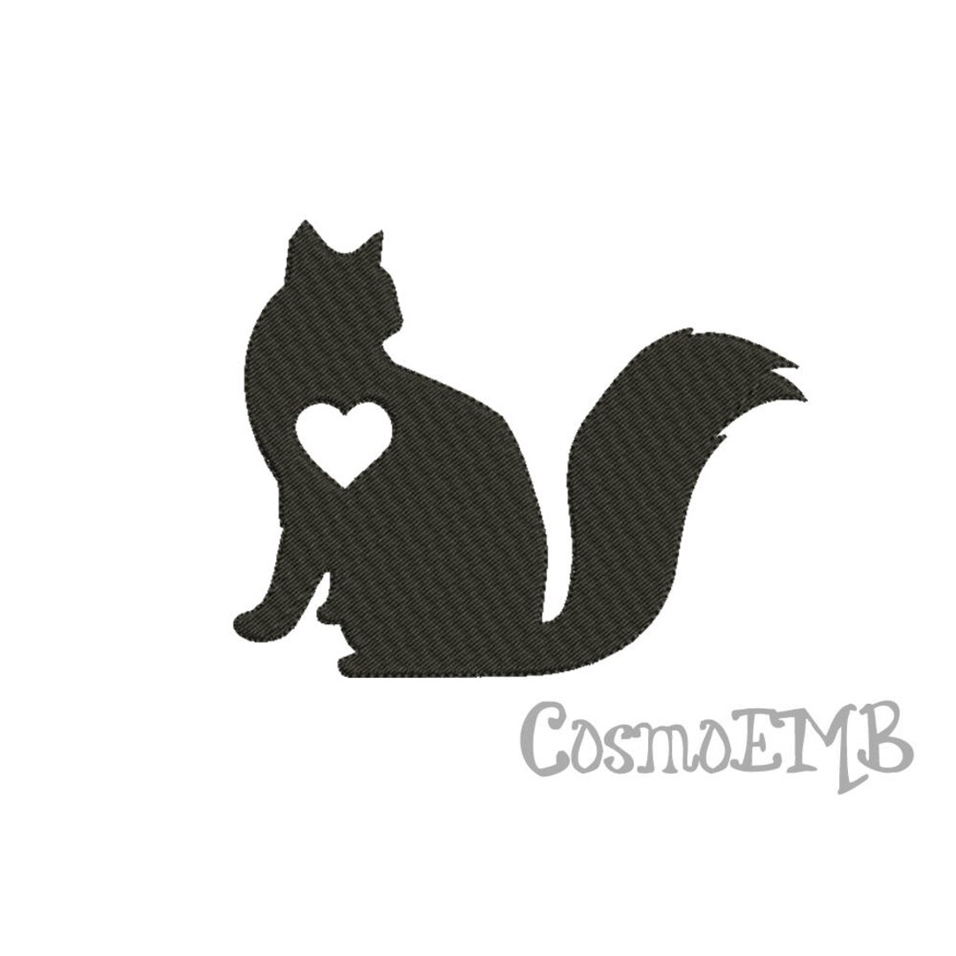 8 Size Cat Silhouette Embroidery Applique Design Digital INSTANT ...