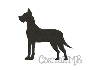 8 Size Great Dane with erect ears Silhouette Embroidery  design Machine Embroidery - Digital INSTANT DOWNLOAD