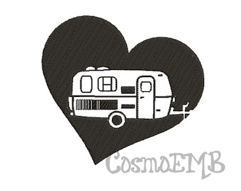 6 Size Camper Heart silhouette Embroidery design Machine Embroidery - Digital INSTANT DOWNLOAD