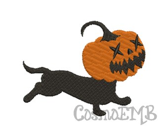 5 Size  Dachshund pumpkin  Halloween  Embroidery design Machine Embroidery - Digital INSTANT DOWNLOAD