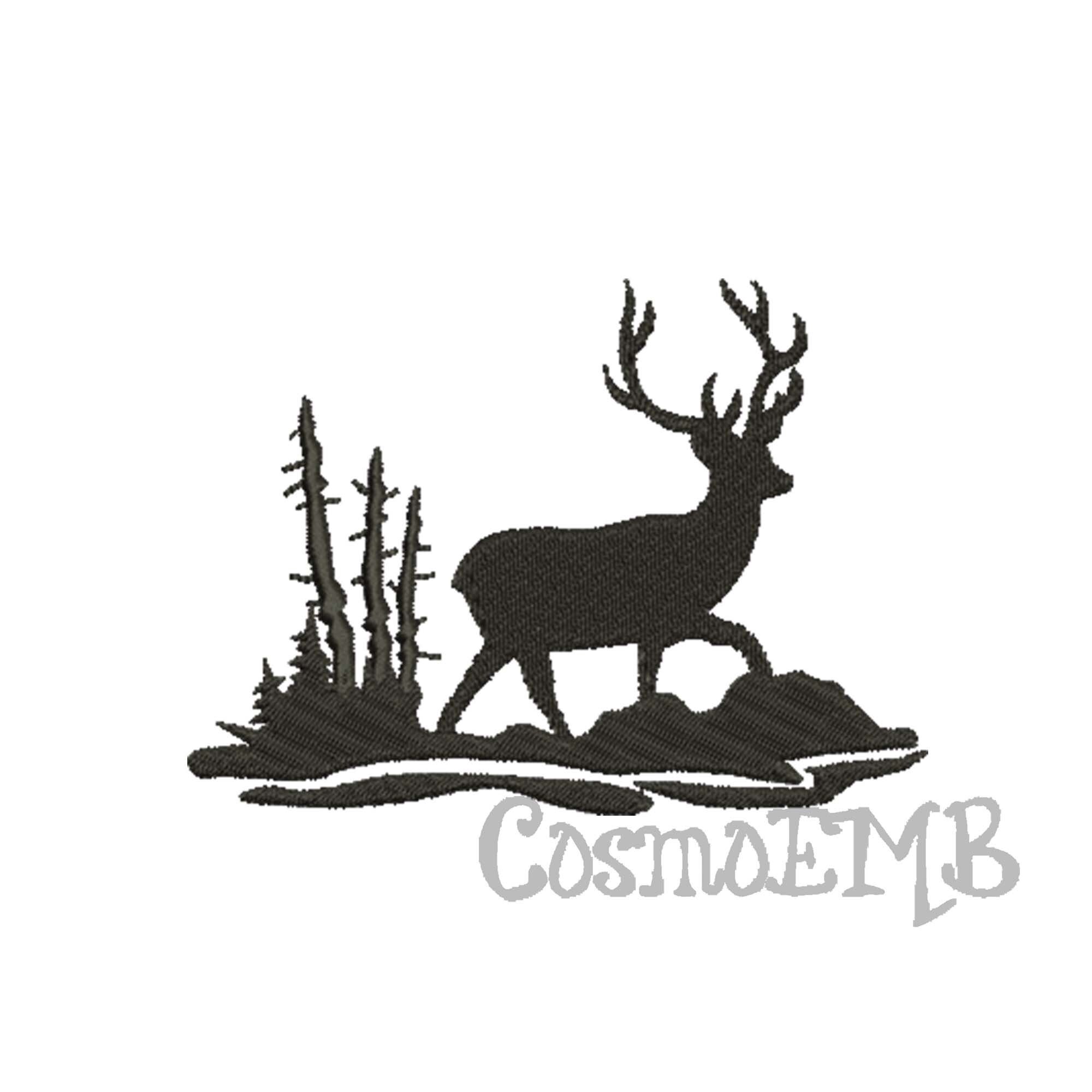 6 Size Deer Silhouette Embroidery design Machine Embroidery Etsy