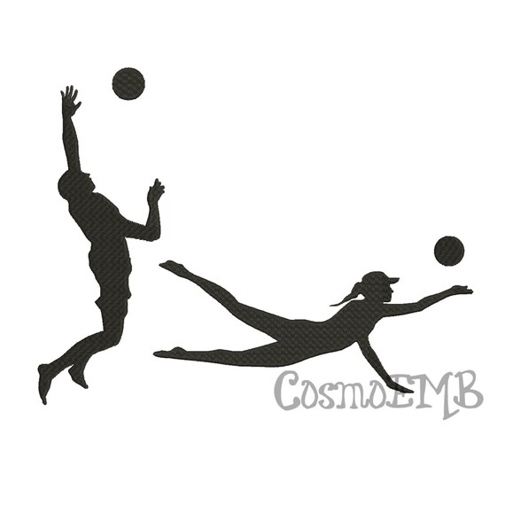7 Size Beach Volleyball Silhouette Embroidery Design Machine Etsy