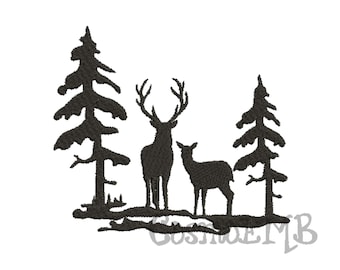 7 Size Deer Silhouette Embroidery design Machine Embroidery File - Digital INSTANT DOWNLOAD