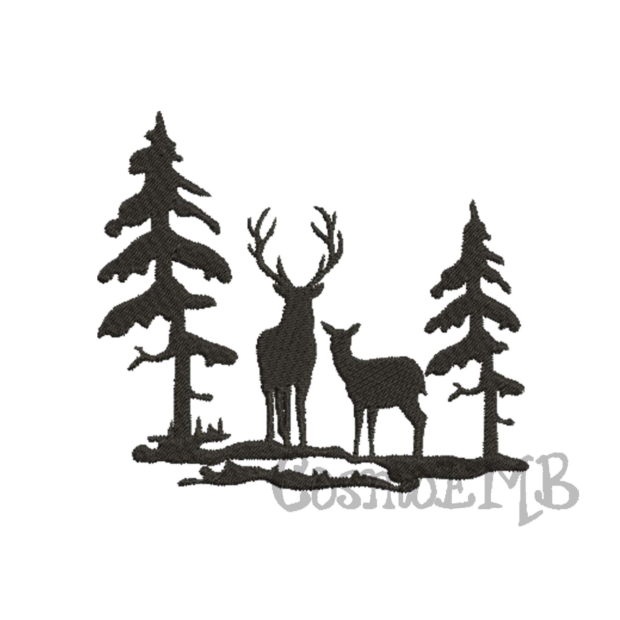 7 Size Deer Silhouette Embroidery Design Machine Embroidery Etsy