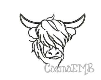 6 Size Highland Cow Embroidery design Machine Embroidery - Digital INSTANT DOWNLOAD