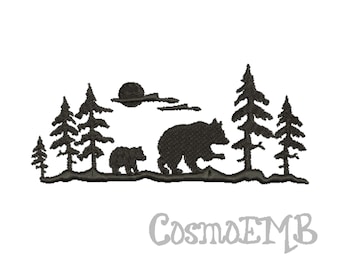 6 Size Bear Forest Embroidery design Machine Embroidery - Digital INSTANT DOWNLOAD