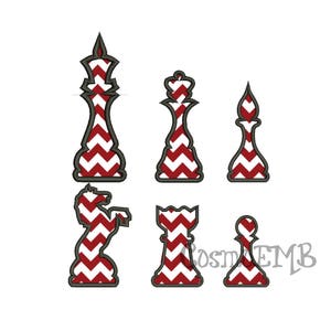 5 Size Chess Piece Applique Embroidery  design Machine Embroidery - Digital INSTANT DOWNLOAD