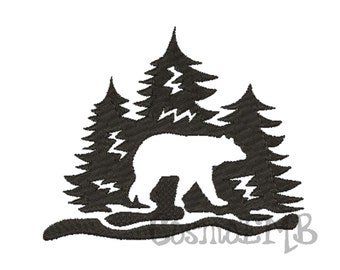 6 Size Bear Forest Embroidery design Machine Embroidery File - Digital INSTANT DOWNLOAD