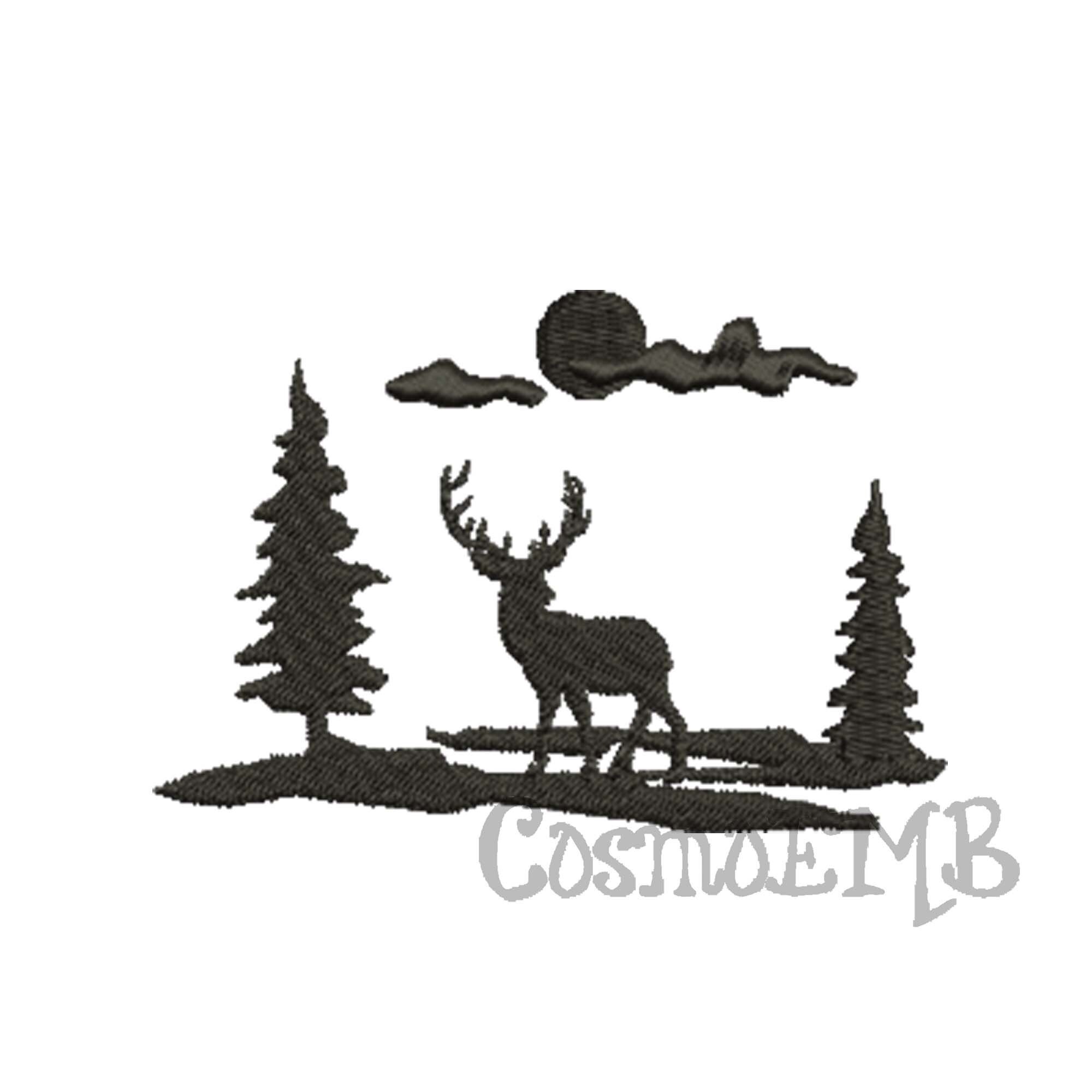 7 Size Deer Silhouette Embroidery design Machine Embroidery Etsy