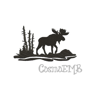 7 Size Moose  forest Embroidery design Machine Embroidery - Digital INSTANT DOWNLOAD