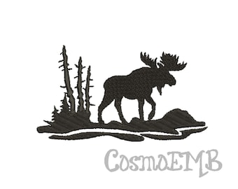 7 Size Moose  forest Embroidery design Machine Embroidery File - Digital INSTANT DOWNLOAD