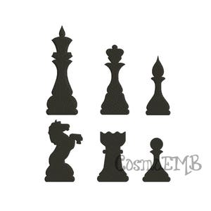 4 Size Chess Piece Silhouette Embroidery  design Machine Embroidery - Digital INSTANT DOWNLOAD