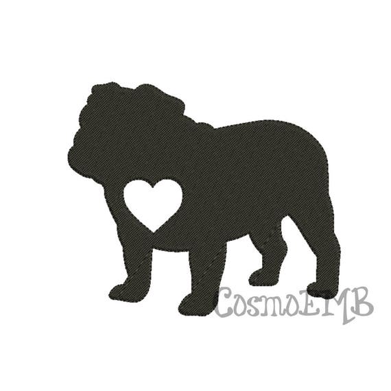 8 Size English Bulldogs Silhouette Embroidery Design Machine Etsy