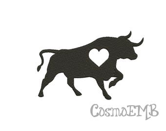 8 taille Bull Silhouette broderie Applique design machine à broder - Téléchargement instantané numérique