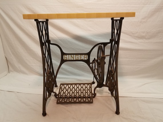 Butcher Block On A Singer Sewing Machine Base Etsy Impressive Table With Sewing Machine Base Butcher Block On A Singer Sewing Machine Base Etsy Impressive Table With Sewing Machine Base