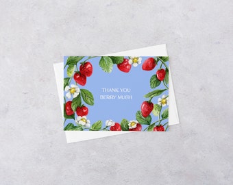 Strawberry Thank you Cards, Thank you Berry Much, Thank you cards, Boxed Thank you Cards, Strawberry Greeting Card, Thank you Cards