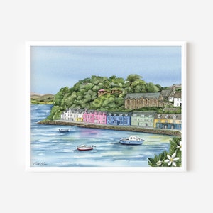 Portree Scotland Watercolor Print, Scotland Landmarks, Isle of Skye, Inner Hebrides, Scottish Wall Prints, Scottish Art, Scotland Art, 8x10
