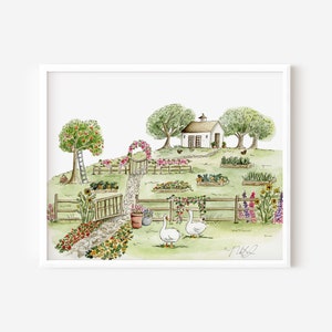 Cottage Wall Art, Cottagecore Art Print, Countryside Farm Art, Nursery Art, Nursery Decor, Storybook Illustrations, Fairytale Art, Art Print