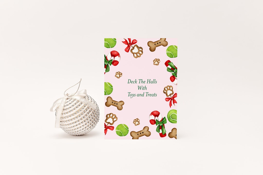 Dog Christmas Card Holiday Cards for Dogs Holiday Card Christmas Card Dog Card Deck the Halls