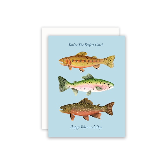 Fish Valentine Card, Trout Card, Happy Valentine's Day