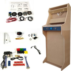 Kit bartop et support TALENTEC DIY 19 pouces en MDF 16 mm + plexiglas + commandes et kit de composants. Boutons de style américain de 28 mm + moulure en T