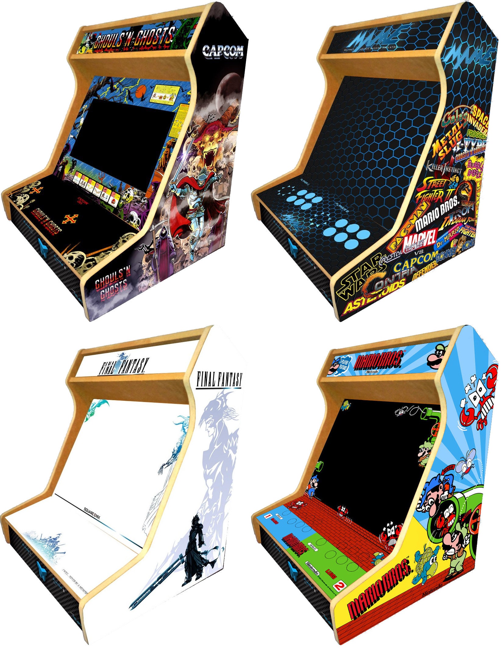 TALENTEC Kit bartop de 19” en Bois MDF + méthacrylate pour Jeux d'arcade.  Trous de 30 mm pour joysticks et Boutons.