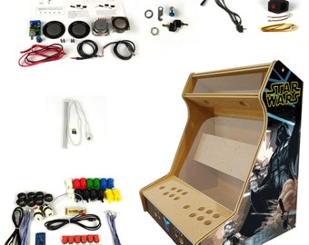 TALENTEC kit de montage DIY bartop 19" 16mm bois MDF + méthacrylate + kit composants et commandes type américain + moulure en T