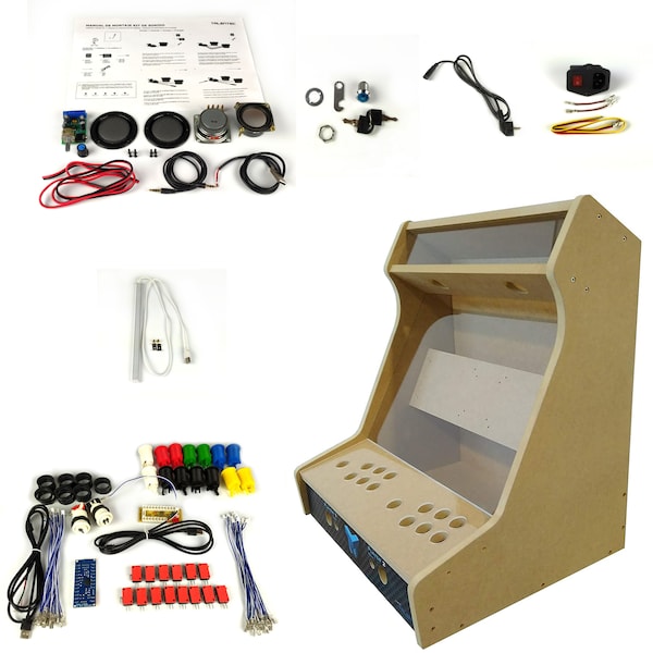TALENTEC 19in bartop kit in 16mm MDF + plexiglass + controls and component kit. American-style buttons and joysticks, sound kit + T-molding