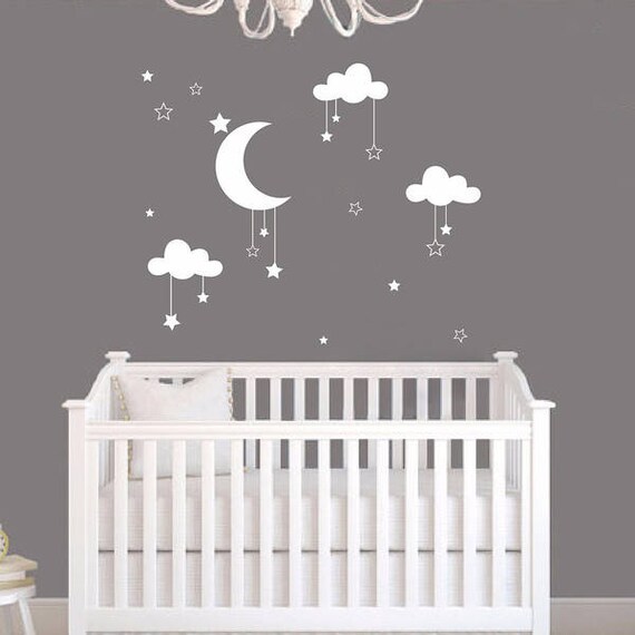 baby wall decal moon and stars ideas wall decals nursery | etsy